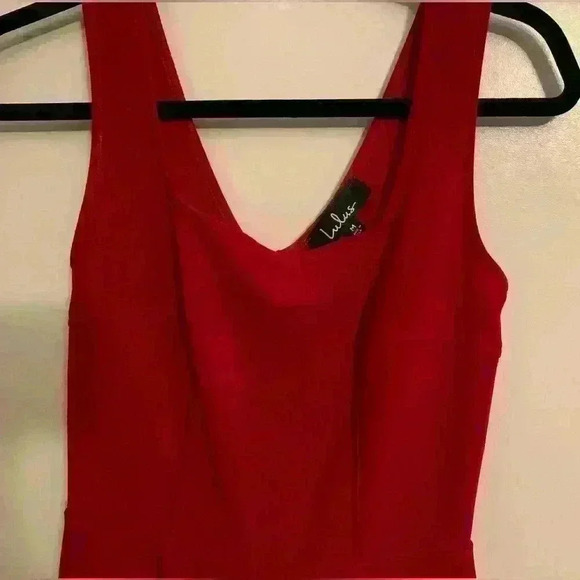 Lulus Red Square Neck Sleeveless Skater Dress, Womens Size Medium - Picture 5 of 8